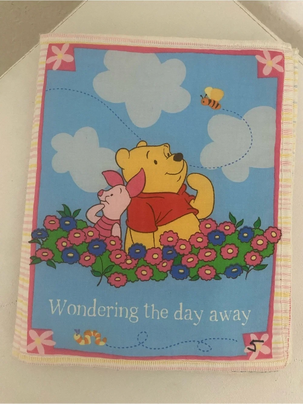 Winnie the Pooh Wondering The Day Away Fabric Soft Baby Cotton Book 9”x 7”